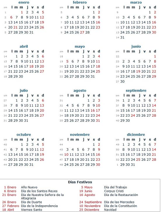 Calendario 2014 dias feriados